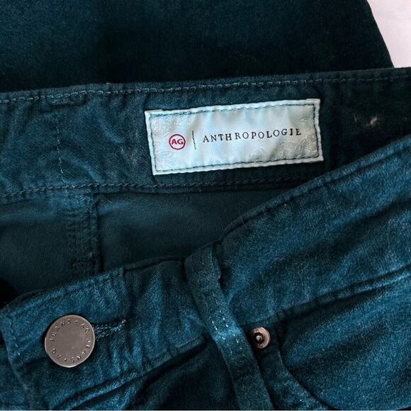 Anthropologie x AG Velvet Teal High Rise Slim Straight Stevie Ankle Pants Sz 26 - Picture 14 of 16